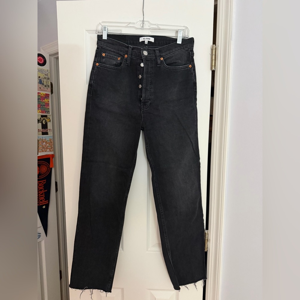 Re/Done Women’s straight leg black denim Jeans